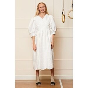 sister jane bonita dress floral jacquard wrap dress midi Size S Bridal